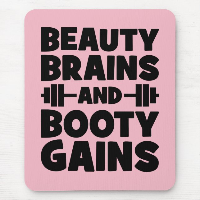 Beauty, Brains, Booty Gains - Women's Novelty Gym Musmatta (Framsidan)