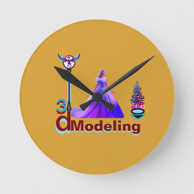 Beauty Cinderella 3D-modellering - Rund Klocka (Framsida)