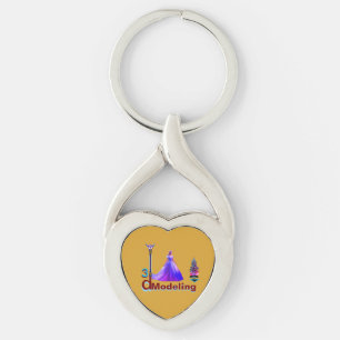 Beauty Cinderella 3D-modellering - Twisted Heart Silverfärgad Nyckelring