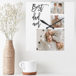 Beauty Collage Photo Best Pappa någonsin Gift Fyrkantig Klocka