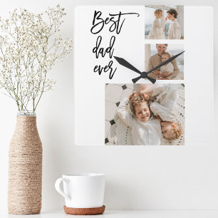 Beauty Collage Photo Best Pappa någonsin Gift Fyrkantig Klocka
