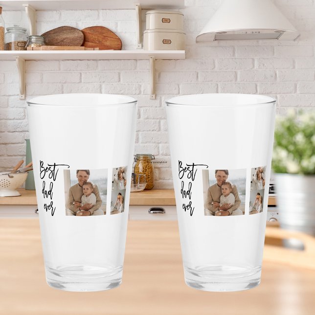 Beauty Collage Photo Best Pappa någonsin Gift Glaskopp (Skapare uppladdad)