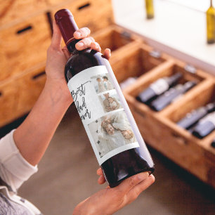 Beauty Collage Photo Best Pappa någonsin Gift Vinflaska Etikett