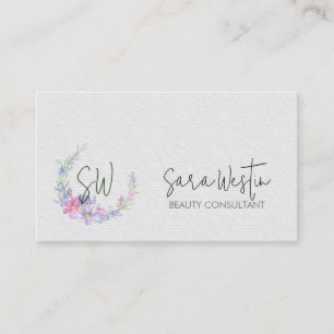 Beauty Consultant Beautician Flower Monogram Busin Visitkort