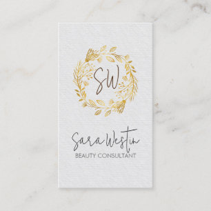 Beauty Consultant Beautician Flower Monogram Visitkort
