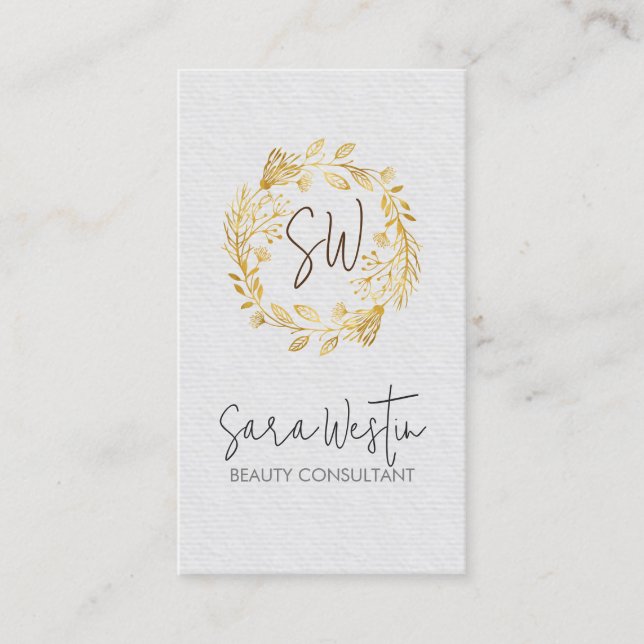 Beauty Consultant Beautician Flower Monogram Visitkort (Framsida)