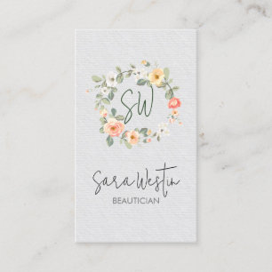 Beauty Consultant Beautician Flower Monogram Visitkort