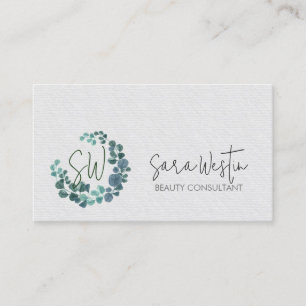 Beauty Consultant Beautician Flower Monogram Visitkort