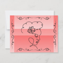 Beauty: Coral Line Art Blank Card Tack Kort