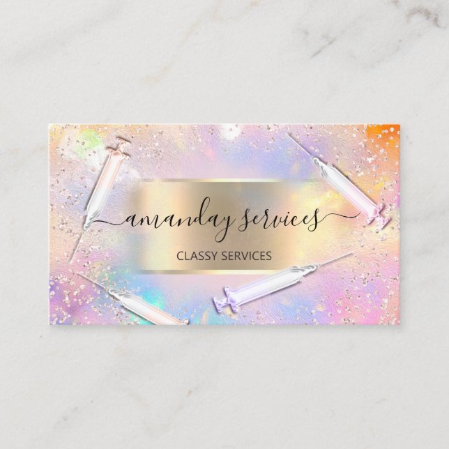 Beauty Cosmetolog Syringe Botox B12 QR-kod Visitkort (Framsida)