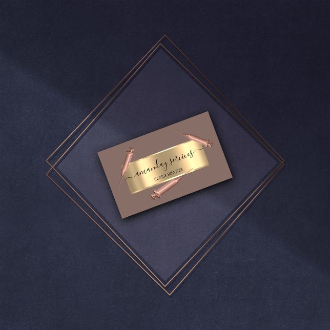 Beauty Cosmetolog Syringe Botox B12 QRCode Ro Visitkort (Beauty Cosmetologist Syringe Botox B12 QRCode Rose Business Card)