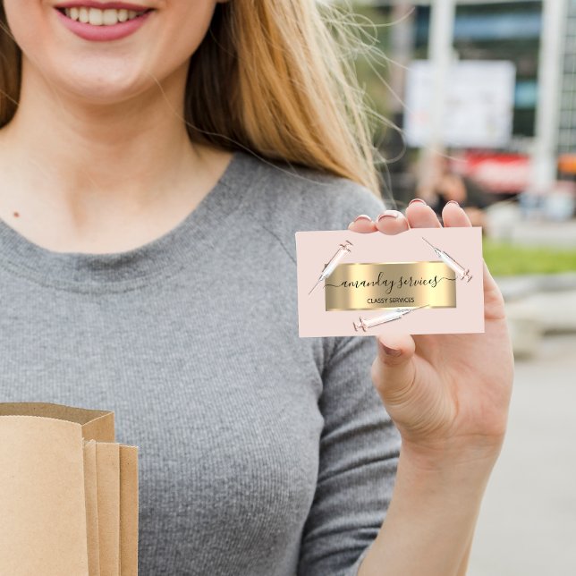 Beauty Cosmetolog Syringe Botox B12 QRCode Ro Visitkort (Skapare uppladdad)