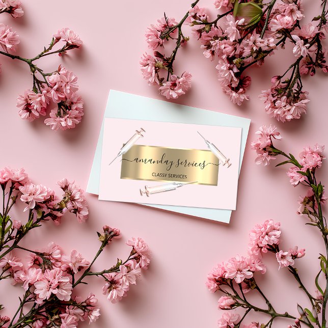 Beauty Cosmetolog Syringe Botox B12 QRCode Rosa Visitkort (Skapare uppladdad)