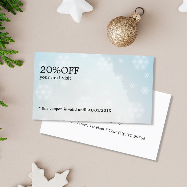 Beauty Coupon, Elegant Blue Snöflingor Rabattkort (Skapare uppladdad)