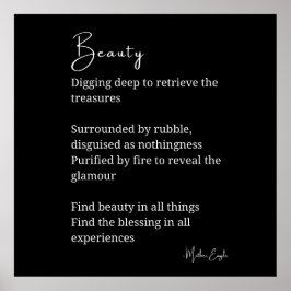 Beauty dikt poetry black white wall art dedecor poster