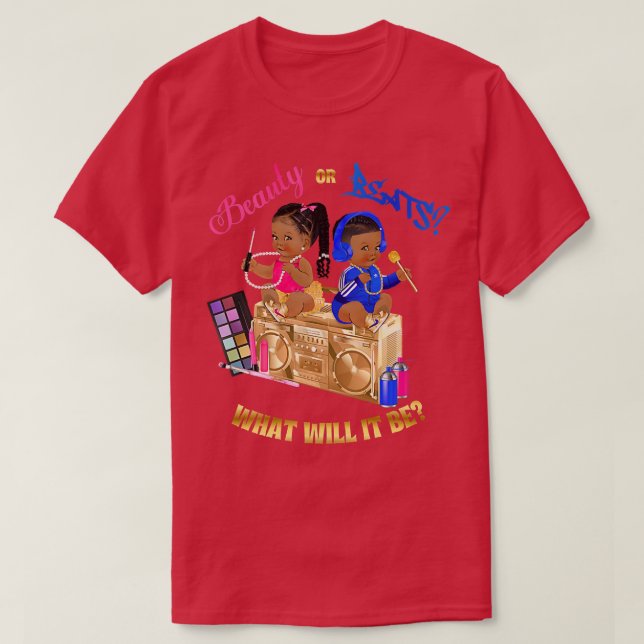 Beauty eller Beats Baby Gender Reveal Royal Blue H T Shirt (Design framsida)