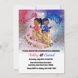Beauty eller Beats-inbjudan! Gender Reveal! Inbjudningar