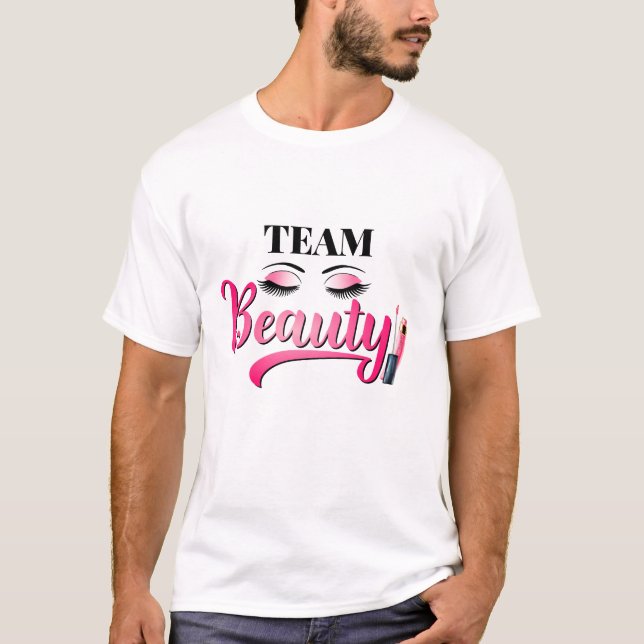 Beauty eller Beats T-shirt! Gender Reveal Team Bea T Shirt (Framsida)