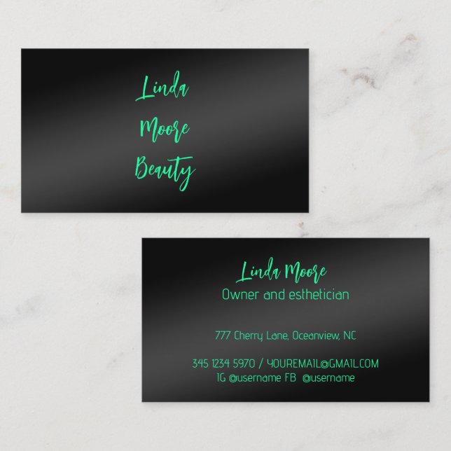 Beauty Esthetician Visitkort (Fram/baksida)
