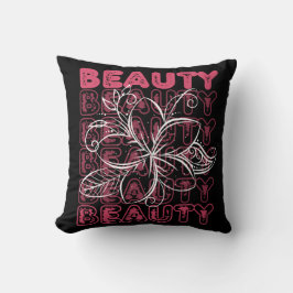 Beauty Flower Line Art Typography Kudde