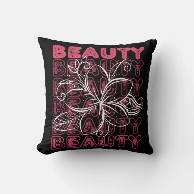 Beauty Flower Line Art Typography Kudde (Framsida)