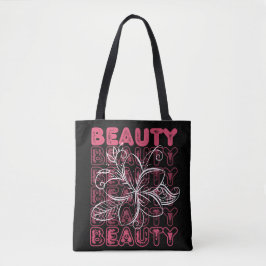 Beauty Flower Line Art Typography Tygkasse