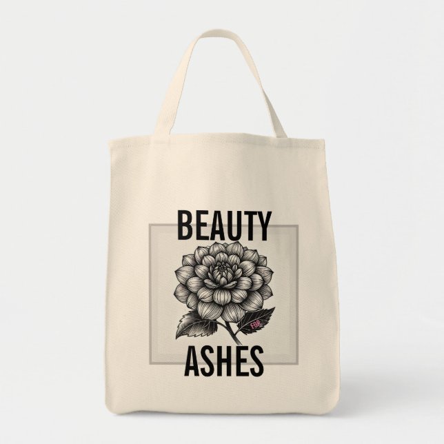 "Beauty for Ashes Botanical Tote Bag" Tygkasse (Framsidan)