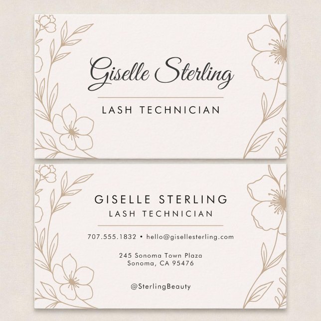 Beauty för botaniska  och svarta Lash Technician Visitkort (Skapare uppladdad)