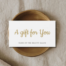 Beauty Gift-kort för Elegant White Faux Guld
