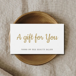 Beauty Gift-kort för Elegant White Faux Guld Visitkort