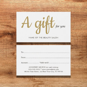 Beauty Gift-kort för Elegant White Faux Guld Visitkort