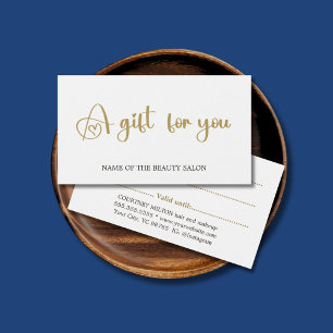 Beauty Gift-kort för Elegant White Faux Guld Visitkort