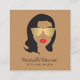Beauty Girl Hair Stylist, Mode, Boutique Tan Fyrkantigt Visitkort