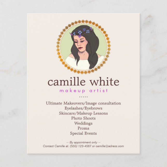 Beauty Girl, Makeup Artist and Hair Sylist Rosa Flygblad (Framsidan)