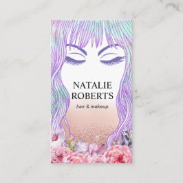 Beauty Girl Makeup Artist Hair Salon Blommigt Tidsbeställning Kort