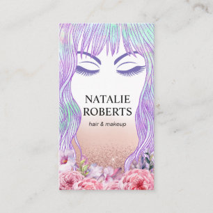 Beauty Girl Makeup Artist Hair Salon Blommigt Tidsbeställning Kort