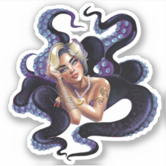 Beauty Goddess Octopus Sticker Klistermärken