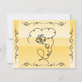 Beauty: Goldenrod Line Art Blank Card Tack Kort