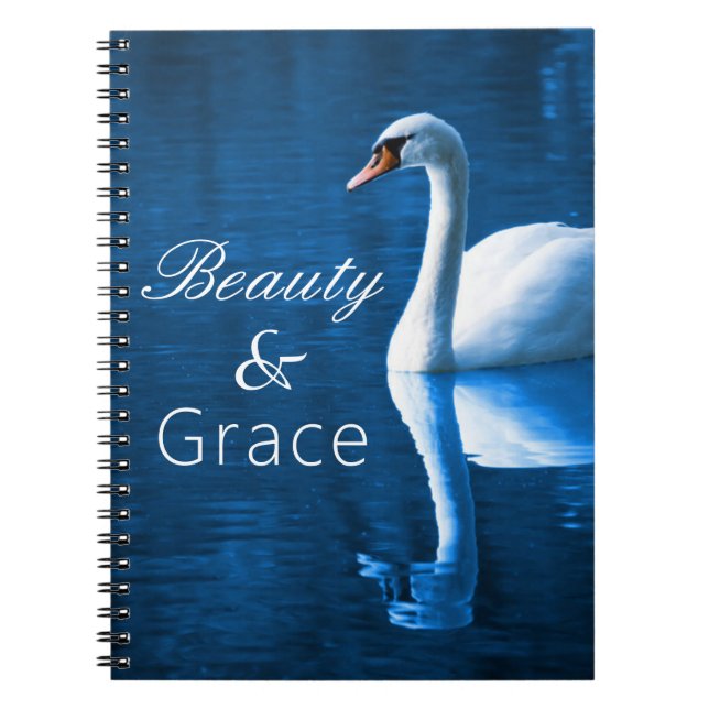 Beauty Grace Tranquil Sjö White Svan Anteckningsbok (Framsidan)