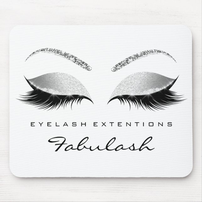 Beauty Grått White Lash silver Glitter Musmatta (Framsidan)