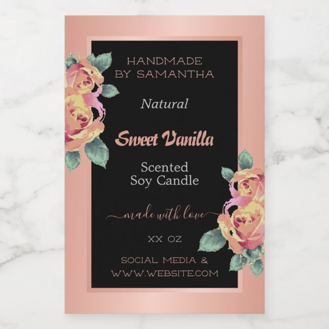 Beauty & Guld Black Product Packets Labels Mat Etikett (Singel etikett)