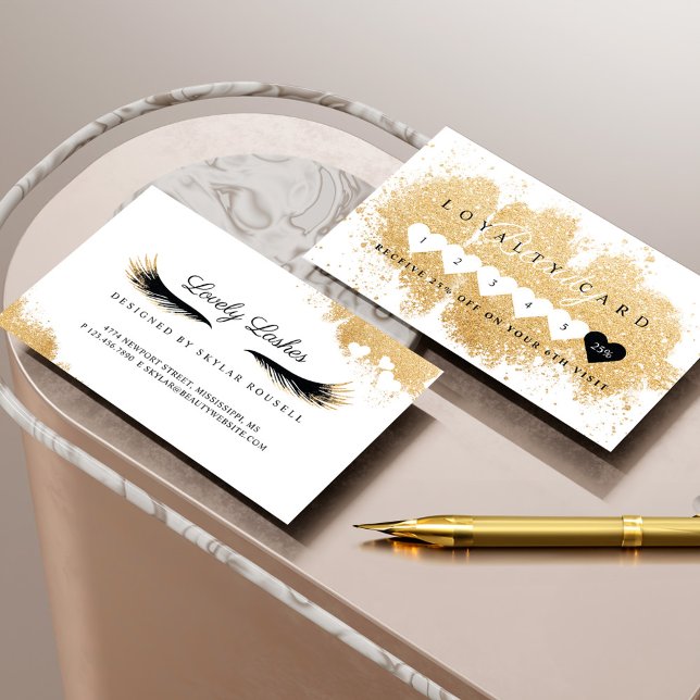 Beauty Guld Dusted Mascara Öga Lash Luxurious Lojalitetskort (Beauty Gold Dusted Mascara Eye Lashes Luxurious Loyalty Card)
