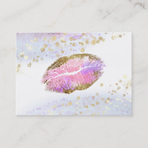 *~* Beauty Guld Pastel Glitter Rosa Läppar Makeup Visitkort