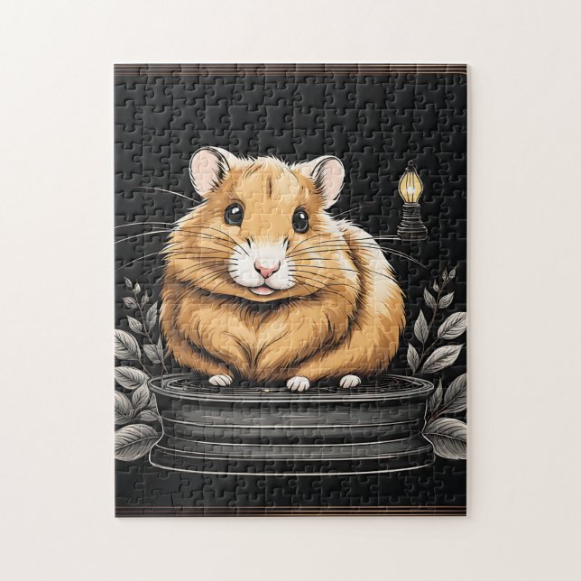 Beauty Hamster och Löv Pussel (Vertikal)