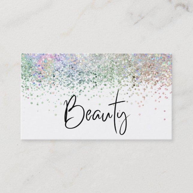 *~* BEAUTY Hologram Holograf Pastel Glitter Visitkort (Framsida)