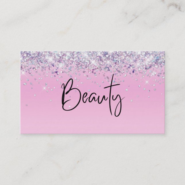 *~* BEAUTY Hologram Holograph Rosa Glitter Visitkort (Framsida)