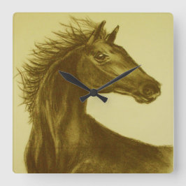"Beauty" Horse Wall Clock Fyrkantig Klocka