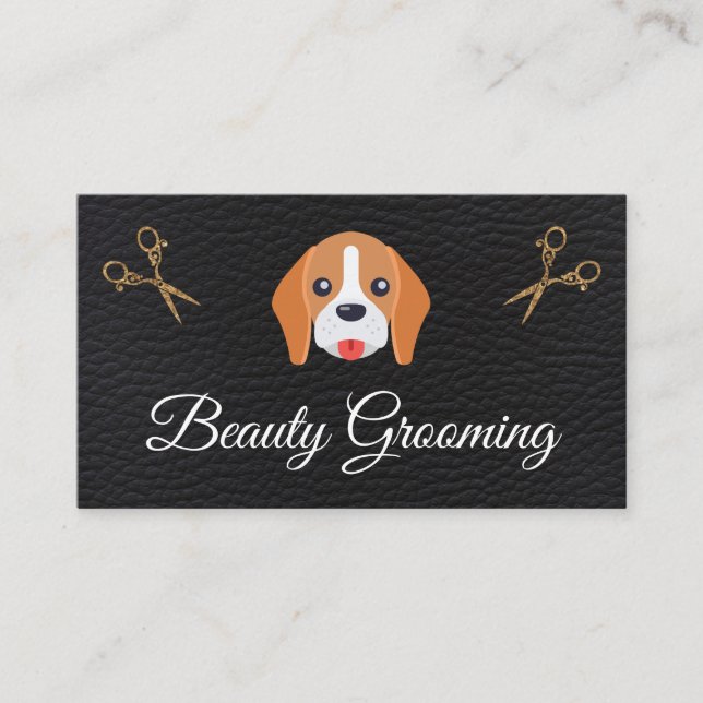 Beauty Hund Groomer Elite Shears Leather Visitkort (Framsida)