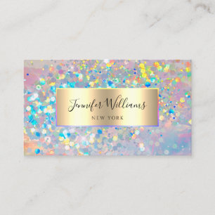 Beauty i Iridescent Holography Glitter Elegant Gul Visitkort