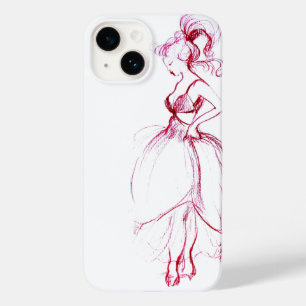 BEAUTY I ROSA DRESS Red White Teckning